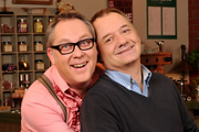 House Of Fools. Image shows from L to R: Vic (Vic Reeves), Bob (Bob Mortimer). Copyright: BBC / Pett Productions