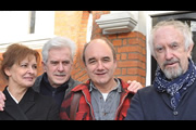 HR. Image shows from L to R: Kate (Kate Fahy), Sam (Nicholas Le Prevost), Ed (David Haig), Peter (Jonathan Pryce). Copyright: BBC