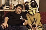 Ideal. Image shows from L to R: Moz (Johnny Vegas), Judith (Joanna Neary). Copyright: Baby Cow Productions Ideal. Image shows from L to R: Moz (Johnny Vegas), Judith (Joanna Neary). Copyright: Baby Cow Productions