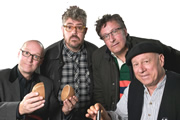 Idiot Bastard Band. Image shows from L to R: Adrian Edmondson, Phill Jupitus, Rowland Rivron, Neil Innes