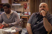 Navid And Johnny. Image shows from L to R: Johnny (Stephen K Amos), Navid (Omid Djalili). Copyright: BBC