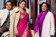 The Indian Doctor. Image shows from L to R: Dr. Prem Sharma (Sanjeev Bhaskar), Kamini Sharma (Ayesha Dharker), Pushpa Bakshi (Indira Joshi). Copyright: Rondo / Avatar