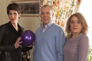 Inside No. 9. Image shows from L to R: Sally (Tamsin Greig), Graham (Steve Pemberton), Jan (Sophie Thompson). Copyright: BBC