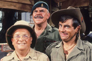 It Ain't Half Hot Mum. Image shows from L to R: Gunner 'Lofty' Sugden (Don Estelle), BSM Geoffrey 'Shut Up' Williams (Windsor Davies), Bombardier 'Gloria' Beaumont (Melvyn Hayes). Copyright: BBC