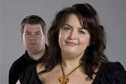 Image shows from L to R: James Corden, Ruth Jones