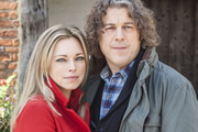 Jonathan Creek. Image shows from L to R: Polly Creek (Sarah Alexander), Jonathan Creek (Alan Davies). Copyright: BBC