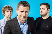 The Last Leg. Image shows from L to R: Josh Widdicombe, Adam Hills, Alex Brooker. Copyright: Open Mike Productions