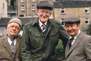 Last Of The Summer Wine. Image shows from L to R: William 'Compo' Simmonite (Bill Owen), Herbert 'Truly' Truelove (Frank Thornton), Norman Clegg (Peter Sallis). Copyright: BBC