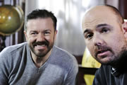 Learn English With Ricky Gervais. Image shows from L to R: Ricky Gervais, Karl Pilkington