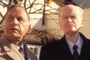 The Legacy Of Reginald Perrin. Image shows from L to R: Jimmy Anderson (Geoffrey Palmer), C.J. (John Barron)