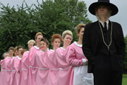 LifeSpam: My Child Is French. Image shows from L to R: Alice Lowe, Man With 1000 Wives (Simon Farnaby). Copyright: Arbie