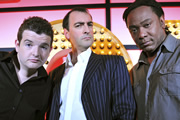 Live At The Apollo. Image shows from L to R: Kevin Bridges, Alistair McGowan, Reginald D Hunter. Copyright: Open Mike Productions