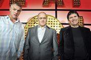 Live At The Apollo. Image shows from L to R: Greg Davies, Dara O Briain, Stewart Francis. Copyright: Open Mike Productions