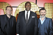 Live At The Apollo. Image shows from L to R: Mike Wilmot, Lenny Henry, Tommy Tiernan. Copyright: Open Mike Productions