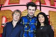 Live At The Apollo. Image shows from L to R: Josh Widdicombe, Jack Whitehall, Shaparak Khorsandi. Copyright: Open Mike Productions