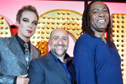 Live At The Apollo. Image shows from L to R: Julian Clary, Omid Djalili, Reginald D Hunter. Copyright: Open Mike Productions