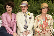 Mapp & Lucia. Image shows from L to R: Elizabeth Mapp (Miranda Richardson), Georgie Pillson (Steve Pemberton), Lucia Lucas (Anna Chancellor). Copyright: BBC