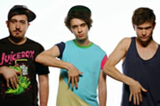 The Midnight Beast. Image shows from L to R: Dru (Andrew Wakely), Stef (Stefan Abingdon), Ash (Ashley Horne). Copyright: Warp Films / Cuba Comedy