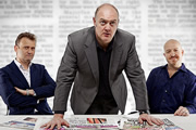 Mock The Week. Image shows from L to R: Hugh Dennis, Dara O Briain, Andy Parsons. Copyright: Angst Productions