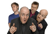 Mock The Week. Image shows from L to R: Russell Howard, Dara O Briain, Hugh Dennis, Andy Parsons. Copyright: Angst Productions