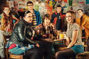 My Mad Fat Diary. Image shows from L to R: Izzy (Ciara Baxendale), Rae Earl (Sharon Rooney), Archie (Dan Cohen), Finn (Nico Mirallegro), Chloe (Jodie Comer). Copyright: Tiger Aspect Productions