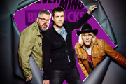 Never Mind The Buzzcocks. Image shows from L to R: Phill Jupitus, Rhod Gilbert, Noel Fielding. Copyright: TalkbackThames / BBC