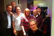 No Pressure To Be Funny - Series 3, Episode 4. Image shows from L to R: James O'Brien, Alistair Barrie, Hal Cruttenden, Helen Lewis, Nick Revell, Zarganar, Paul Thorne