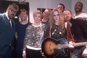 No Pressure To Be Funny. Image shows from L to R: Phill Jupitus, Andrew Maxwell, Miranda Sawyer, Nick Revell, Pippa Evans, James O'Brien, Alistair Barrie, Wayne Deakin