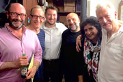 No Pressure To Be Funny. Image shows from L to R: Chris Neill, Nick Revell, Jake Yapp, Omid Djalili, Sajeela Kershi, Ronnie Golden