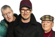 Only Fools And Horses. Image shows from L to R: Rodney (Nicholas Lyndhurst), David Beckham, Del (David Jason). Copyright: BBC