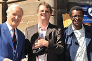 On The Fringe With Stephen K Amos. Image shows from L to R: Nicholas Parsons, Paul Merton, Stephen K Amos. Copyright: BBC