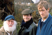 Only Fools And Horses. Image shows from L to R: Uncle Albert (Buster Merryfield), Del (David Jason), Rodney (Nicholas Lyndhurst). Copyright: BBC