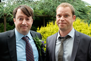 Peep Show. Image shows from L to R: Mark Corrigan (David Mitchell), Jeremy Usbourne (Robert Webb). Copyright: Objective Productions