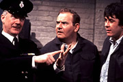 Porridge. Image shows from L to R: Mr. Mackay (Fulton Mackay), Fletcher (Ronnie Barker), Godber (Richard Beckinsale). Copyright: BBC