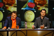 QI. Image shows from L to R: Phill Jupitus, Jimmy Carr. Copyright: TalkbackThames