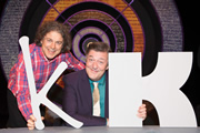 QI. Image shows from L to R: Alan Davies, Stephen Fry. Copyright: TalkbackThames