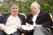 Rab C. Nesbitt. Image shows from L to R: Rab C. Nesbitt (Gregor Fisher), John Sergeant. Copyright: The Comedy Unit