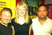 Richard Herring's Edinburgh Fringe Podcast 2011. Image shows from L to R: Richard Herring, Tania Edwards, Paul Sinha