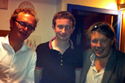 Richard Herring's Edinburgh Fringe Podcast 2011. Image shows from L to R: Simon Munnery, Matt Green, Richard Herring