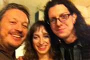 Richard Herring's Edinburgh Fringe Podcast 2011. Image shows from L to R: Richard Herring, Isy Suttie, Andrew O'Neill