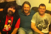 Richard Herring's Edinburgh Fringe Podcast 2012. Image shows from L to R: Mick Foley, Richard Herring, Gavin Webster