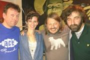 Richard Herring's Edinburgh Fringe Podcast. Image shows from L to R: Michael Legge, Felicity Ward, Richard Herring, David O'Doherty