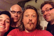 Richard Herring's Edinburgh Fringe Podcast 2013. Image shows from L to R: Zoe Lyons, Terry Alderton, Richard Herring, Ardal O'Hanlon