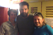 Richard Herring's Edinburgh Fringe Podcast 2013. Image shows from L to R: Chris Stokes, Rob Delaney, Richard Herring