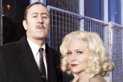 Rock & Chips. Image shows from L to R: Freddie 'The Frog' Robdal (Nicholas Lyndhurst), Joan Trotter (Kellie Bright). Copyright: Shazam Productions / BBC