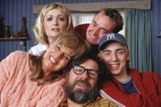 The Royle Family Portraits. Image shows from L to R: Caroline Aherne, Sue Johnston, Craig Cash, Ricky Tomlinson, Ralf Little. Copyright: Jellylegs