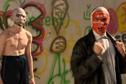 The Rubberbandits. Image shows from L to R: Mr Chrome (Bob McGlynn), Blindboy Boat Club (Dave Chambers). Copyright: Sideline Productions