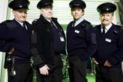 The Security Men. Image shows from L to R: Jimmy (Brendan O'Carroll), Kenneth (Peter Wight), Ray (Dean Andrews), Duckers (Bobby Ball). Copyright: ITV Studios