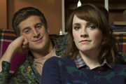 Siblings. Image shows from L to R: Dan (Tom Stourton), Hannah (Charlotte Ritchie). Copyright: Bwark Productions