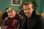 Only Fools And Horses - Sport Relief. Image shows from L to R: Del (David Jason), David Beckham. Copyright: BBC